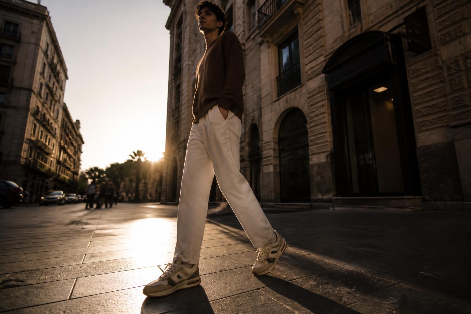 Editorial urbano con sneakers